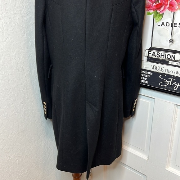 Zara Black Wool Blend Button Front Coat Size XL - Picture 5 of 8